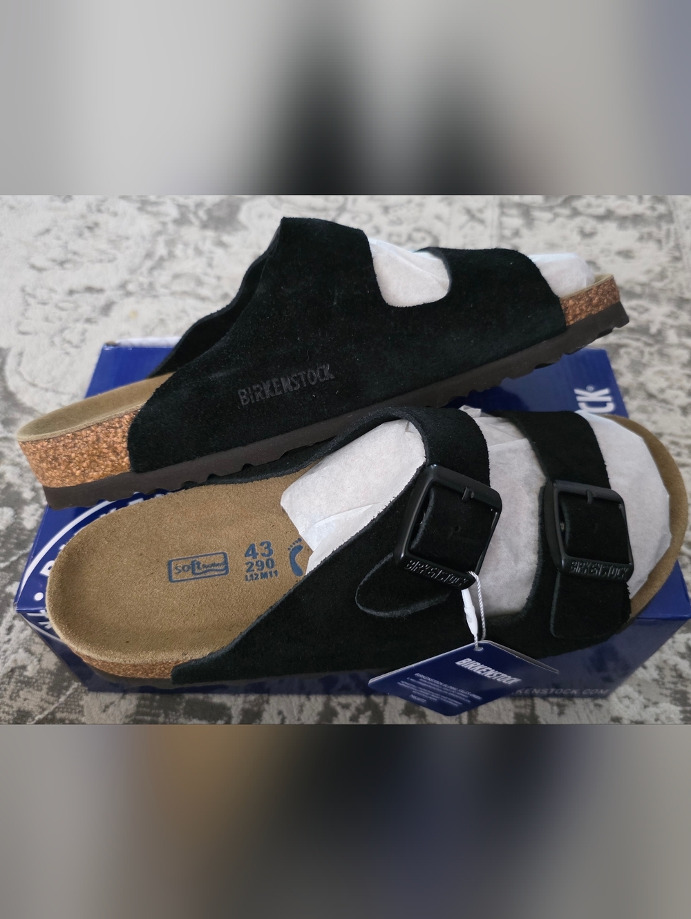 Birkenstock Soft Bed Arizona Black 43 - Narrow Mens 10 - Picture 3 of 9